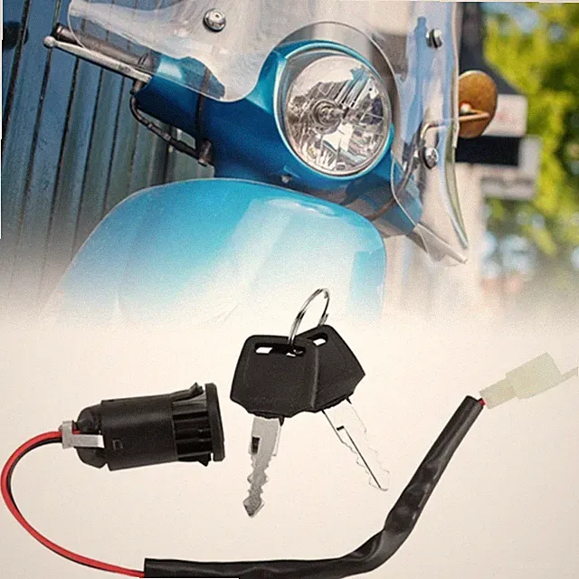 2 pcs Ignition Switch Lock and Key Set for Bike Tricycle Electric Scooter