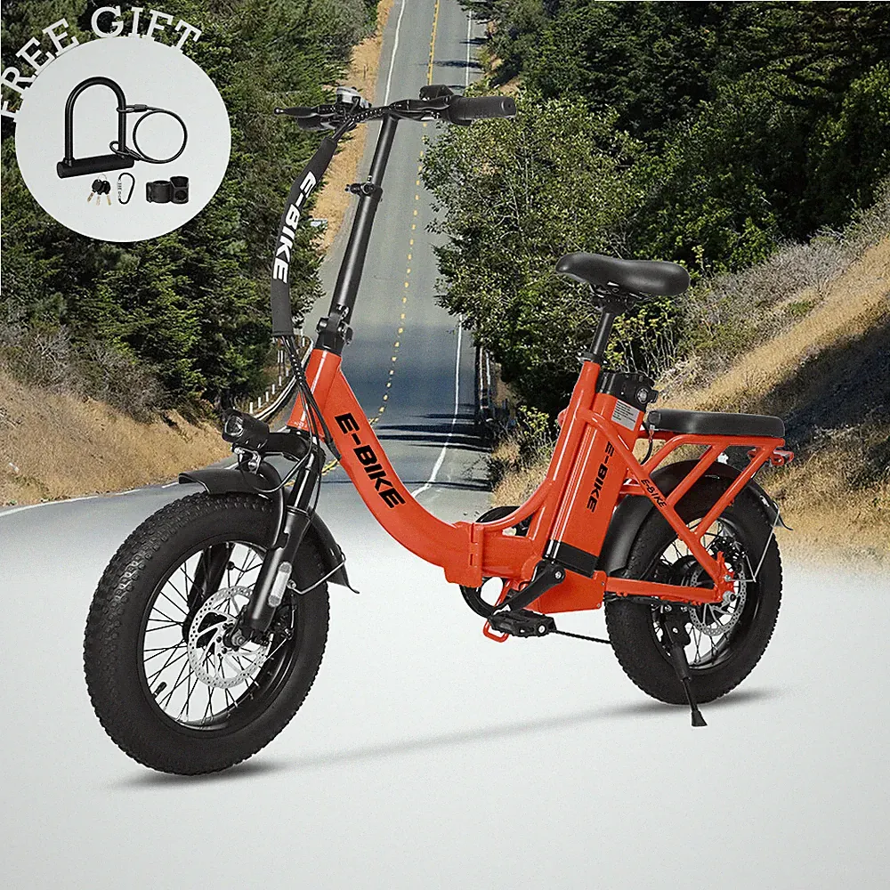 2025 Ebike 16" BLUE Electric Folding Bike Bicycle City Commuter E-Bike W/ LOCK
