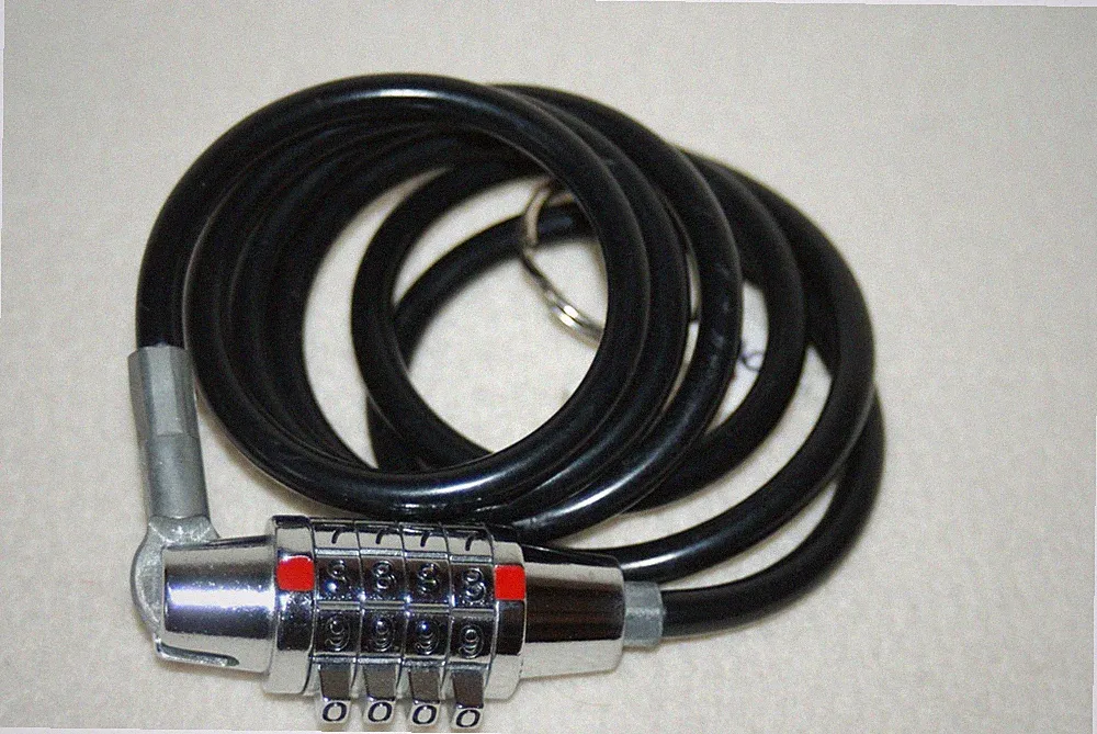 42"- 4 Digit Bike/Bicycle/ Ski/ Snowboard Coiled Cable Lock- Used/VG - Multi-Use