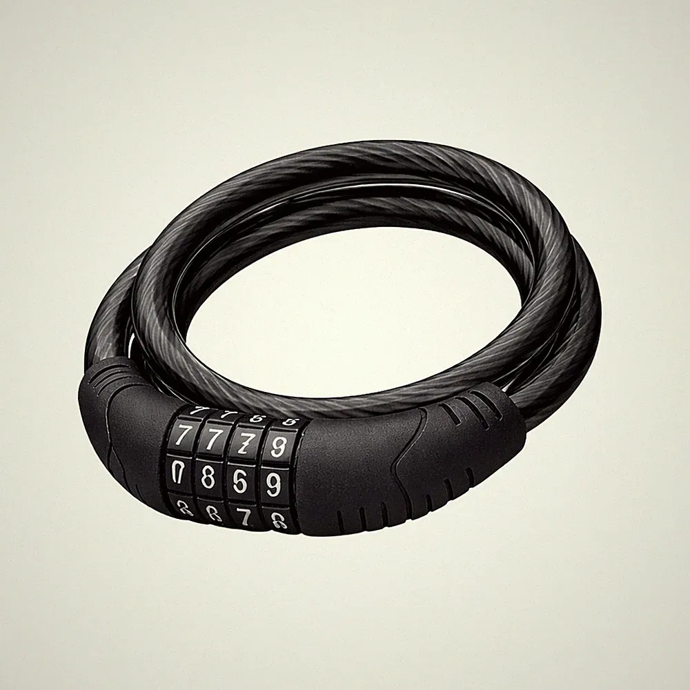 4FT Bike Lock Cable 10mm Steel Combination Bicycle Security Resettable Black
