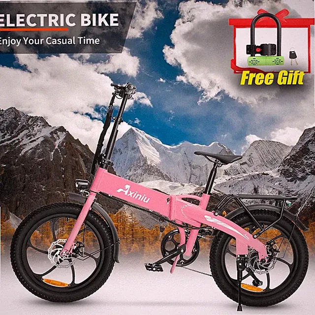 850W Ebike 20" Electric Bike Bicycle 25Mph Commuter City E-bikes Pink Free lock