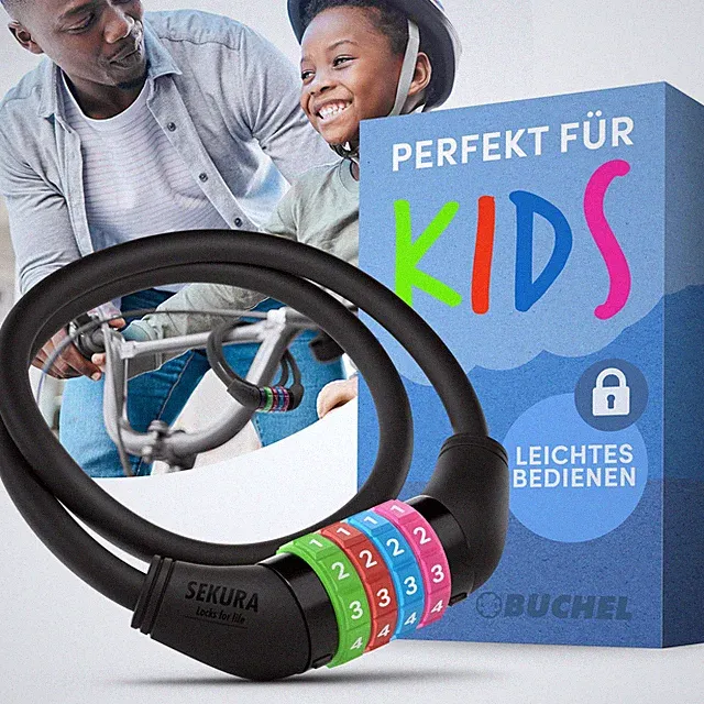 Büchel Bike Locks Cable for Kids - Colorful & Keyless - Secure Your Child's