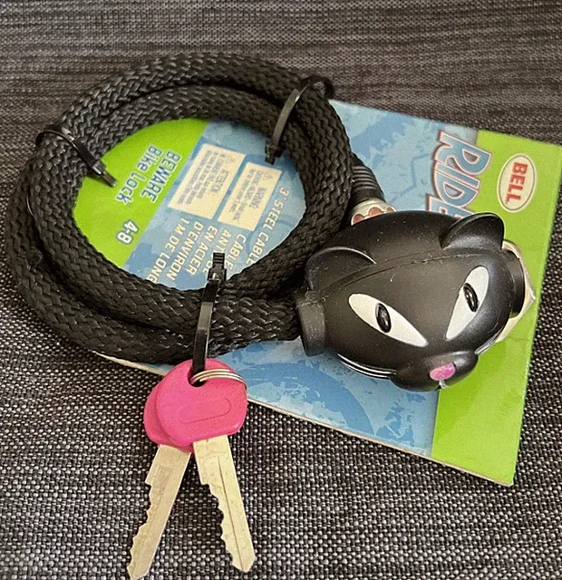 Bell Bicycle Lock Kids Black Cat Riderz Bicycle Steel Cable Lock 3 Foot New 2008