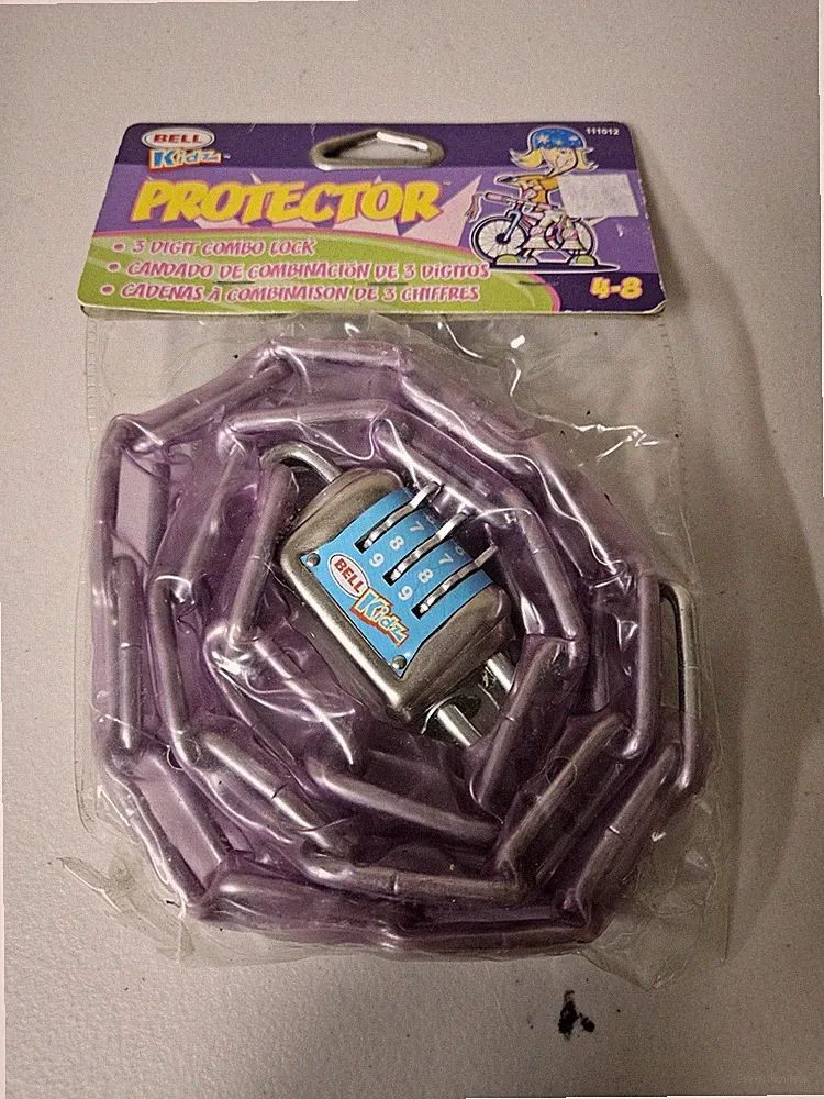 Bell Kidz Kids Purple 3 Digit Combination Bike Bicycle Lock Protector 111012 New