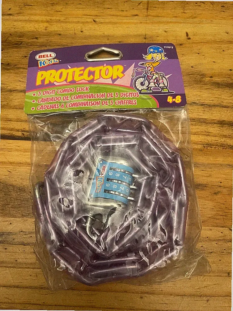 Bell Kidz Kids Purple 3 Digit Combination Bike Bicycle Lock Protector 4-8 New