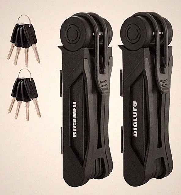 BIGLUFU Bike Lock Bicycle Scooter Motorcycle Folding 4Keys 2Pack Black NEW