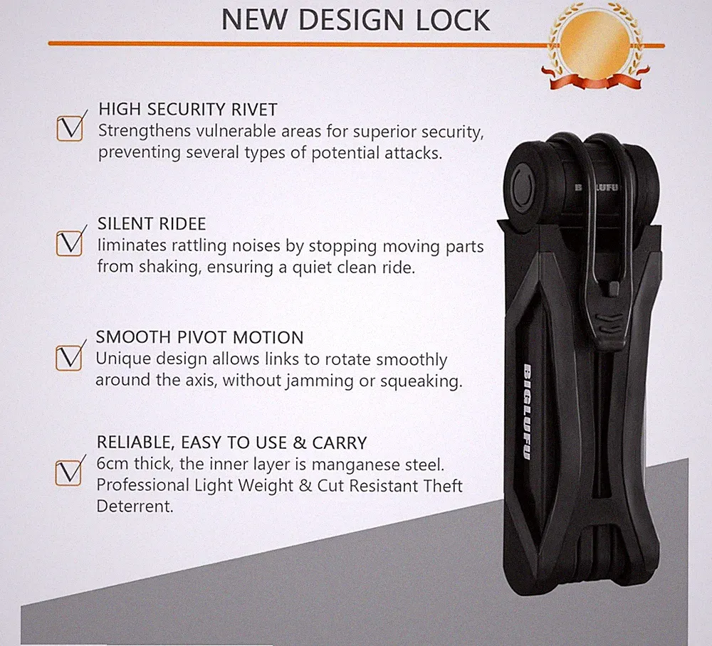 BIGLUFU Bike Lock Bicycle Scooter Motorcycle Folding Locks with 4Keys