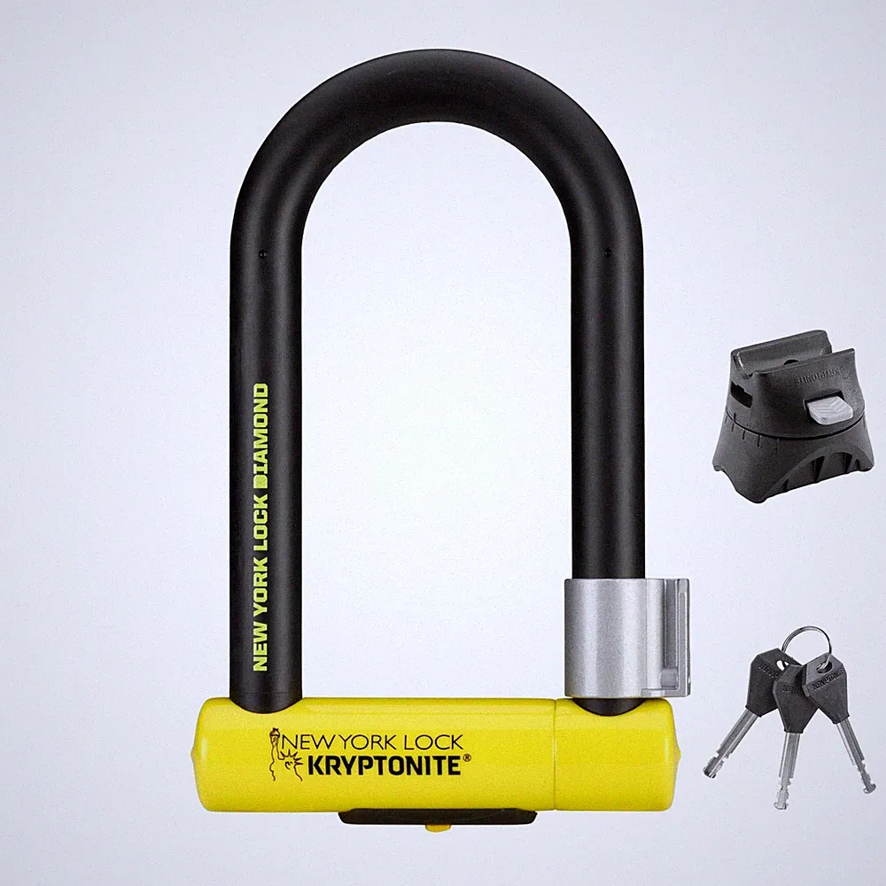 Bike U Lock 26mm Shackle Heavy Duty Angle Grinder Resistant Kryptonite York Keys