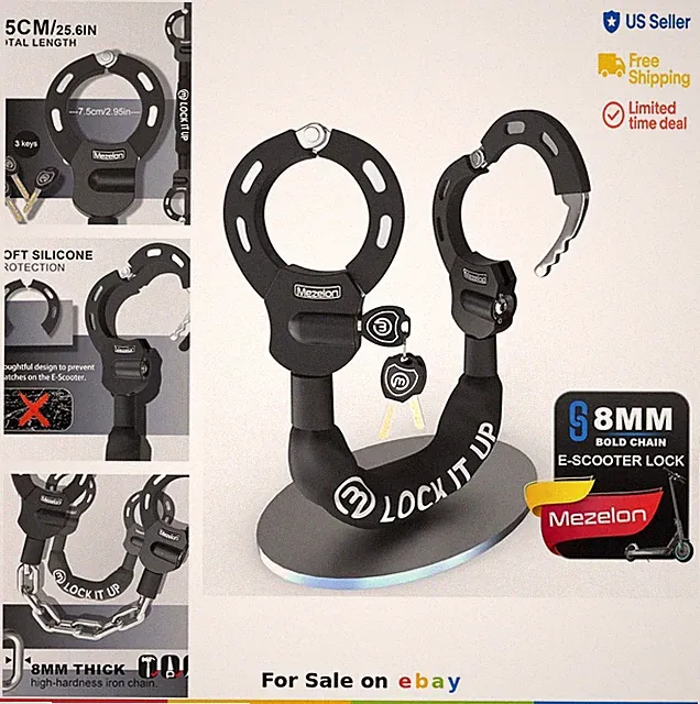 Electric Scooter Chain Lock 8mm Heavy Duty Anti Theft Bike Lock with 3 Keys for