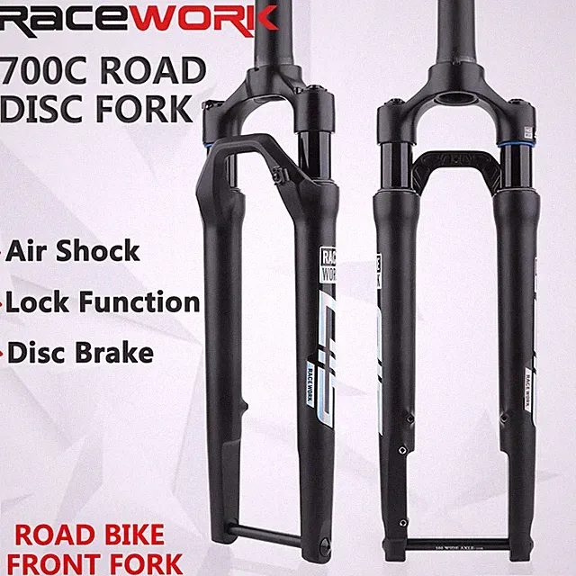 Gravel Bike Disc Fork 700C Road Bicycle Air Shock Shoulder Lock Hydraulic Forks