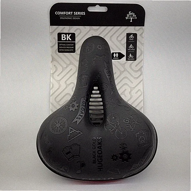 HUGEOAKS Comfortable Wide Bike Seat Memory Foam, Shock Absorbing, Rear Reflector
