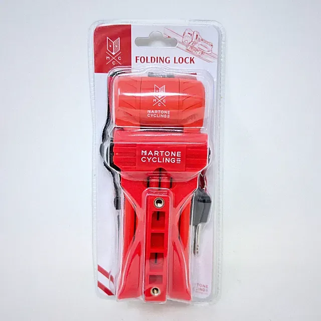 Martone Cycling Co. Bicycle Bike Anit-Theft Folding Lock - Red