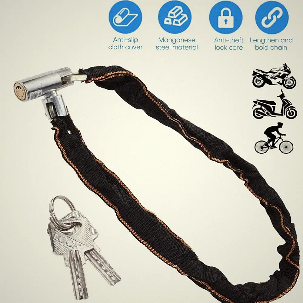 Motorcycle Bike Bicycle Anti-theft Chain Lock Padlock Security W/ Key