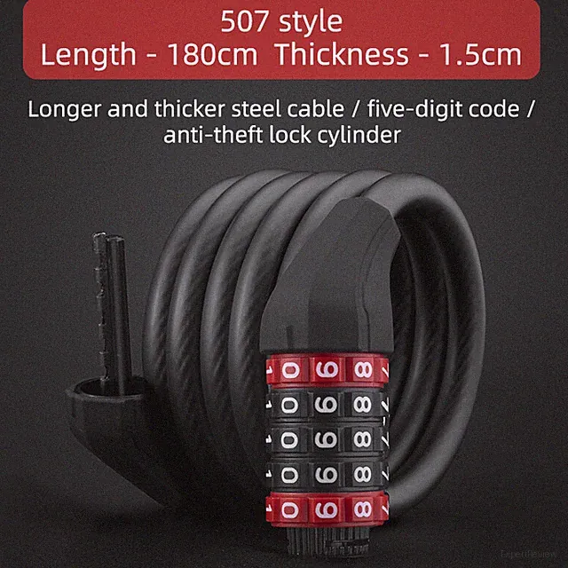 ROCKBROS Bicycle Lock Alloy Anti-theft MTB Road Bike Password Lock w/LED Light