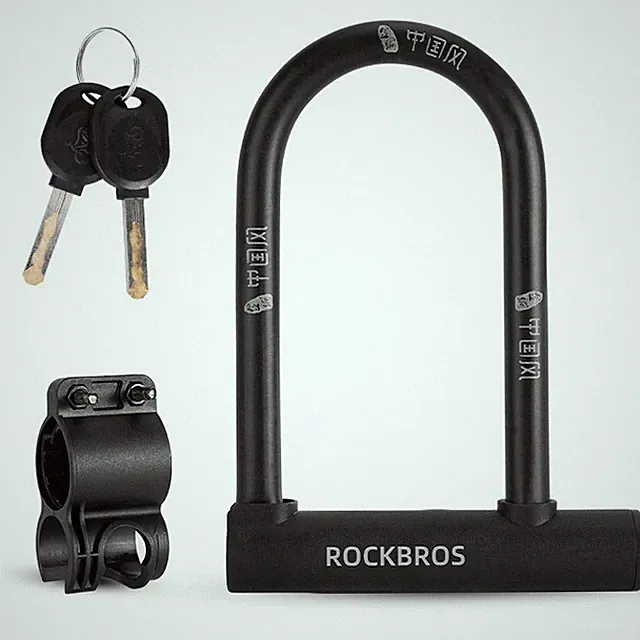 ROCKBROS Bicycle Mini U lock Steel Carbon Bike U Lock Anti Theft w/2 keys Lock