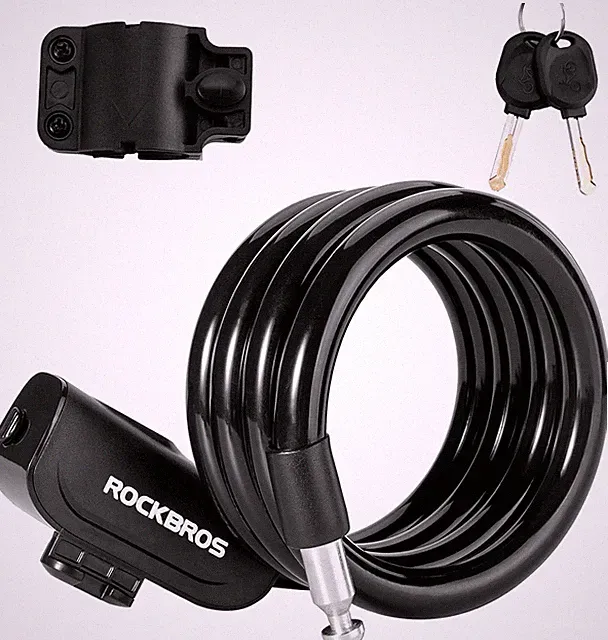 ROCKBROS Bike Cable Lock 14.4mm 4 Feet Anti Theft with Mounting Bracket 2 Keys