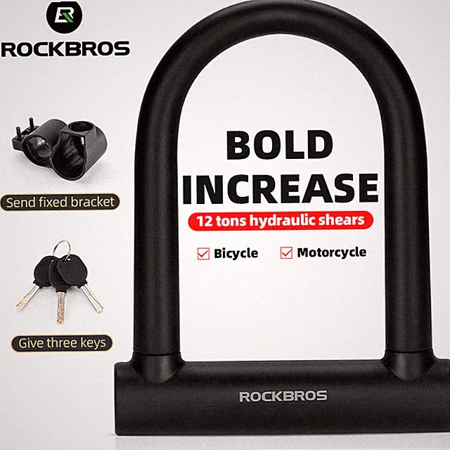 ROCKBROS Bike U Lock Heavy Duty Anti Theft Secure U Lock with Keys for Scooters