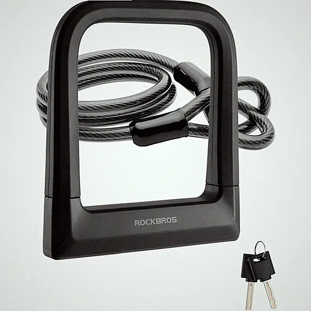 ROCKBROS Bike U-Lock with 4Ft Security Cable,Heavy Duty Anti-Theft Bicycle Lock