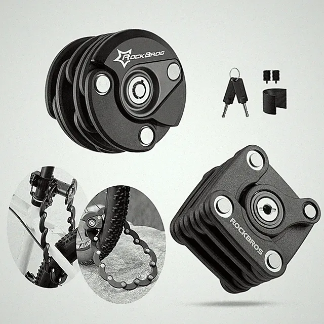 ROCKBROS Foldable Bike Chain Lock Bicycle Hamburger Lock with Keys Bracket Anti