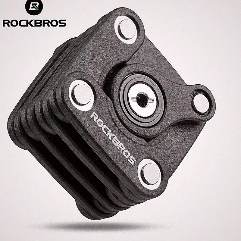 ROCKBROS Folding Bike Lock w/Keys,.2.3 FT Bicycle Compact Anti Theft Chian Locks