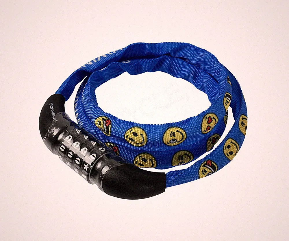 Schwinn Emoticon Fabric Cable Combo Universal Bike Bicycle Lock Kids Blue