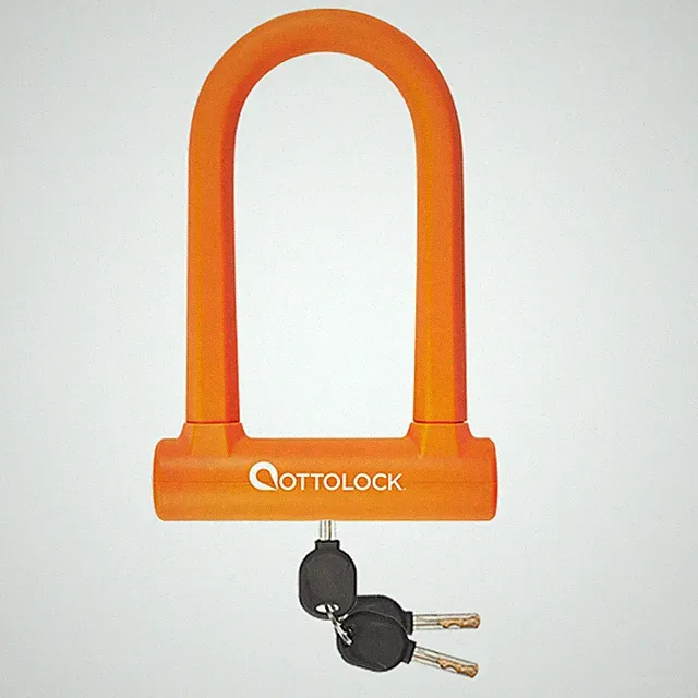 U Lock Bicycle Heavy Duty Anti Theft Sidekick Compact Orange OTTOLOCK