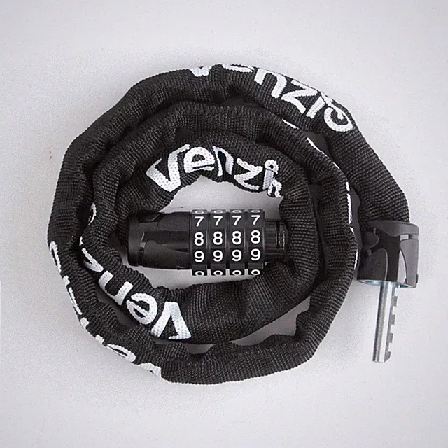 Venzio 4-Digit Combination Bike Chain Lock, Keyless 4mm x 900mm 4mm, Black