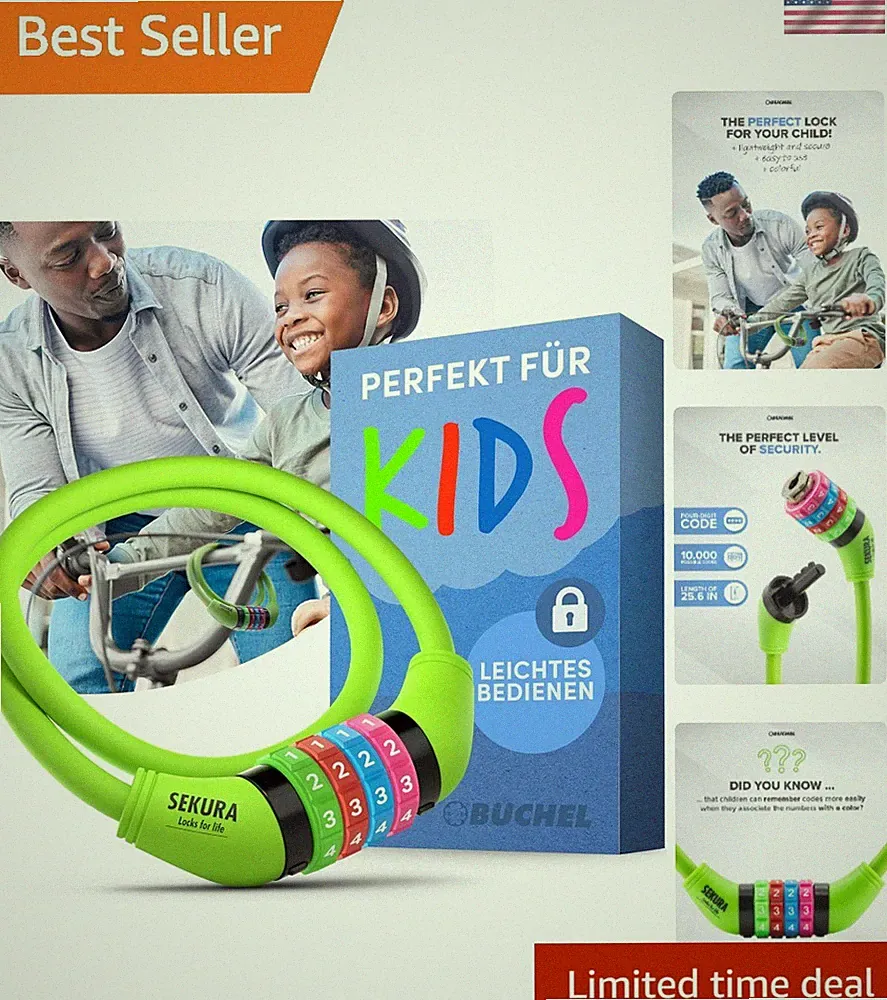 Versatile & Fun Kids Bike Lock - 5-Digit Combination for Total Security